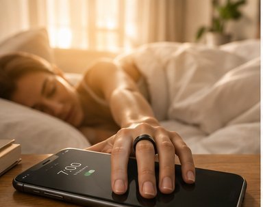 Morning wake-up with AxonRing tracking sleep
