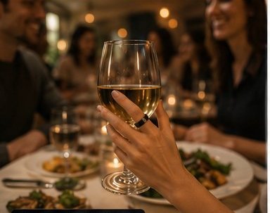 Sharing contact details at a social dinner with AxonRing